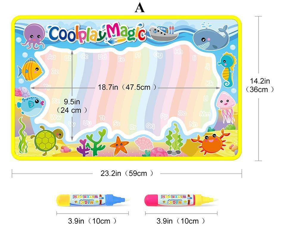 Magic Water Painting Drawing Mat & 2 Pens Doodle Board Coloring Books for Kids Children Educational Toys - BIG FRENCHIES