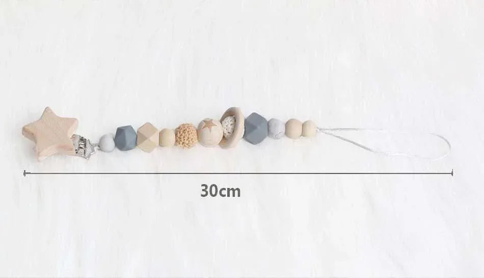Modern Wood Pacifier Clip Chain Holder Nipples Pacifier Clips Pacifier Teether Teething Toy Cartoo Wooden Bracket For Pacifier For Kids - BIG FRENCHIES