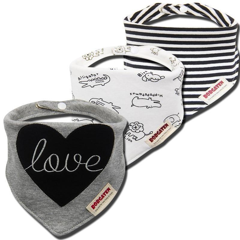3PCS Comfortable Waterproof Organic Cotton Baby Burp Cloth Bandanna Scarf Bibs For Newborn Baby Boy And Girl - BIG FRENCHIES