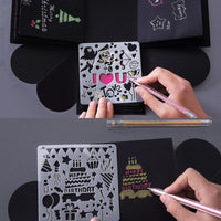 5Pcs/Set Children's Ruler Cutout Painting Template Hand Account Album Theme Lace Ruler Drawing Board Stencil Decoration Tools For Kids Drawing Education Toy - BIG FRENCHIES