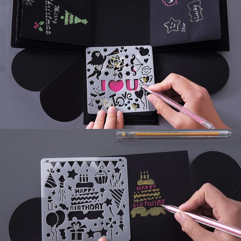 5Pcs/Set Children's Ruler Cutout Painting Template Hand Account Album Theme Lace Ruler Drawing Board Stencil Decoration Tools For Kids Drawing Education Toy - BIG FRENCHIES