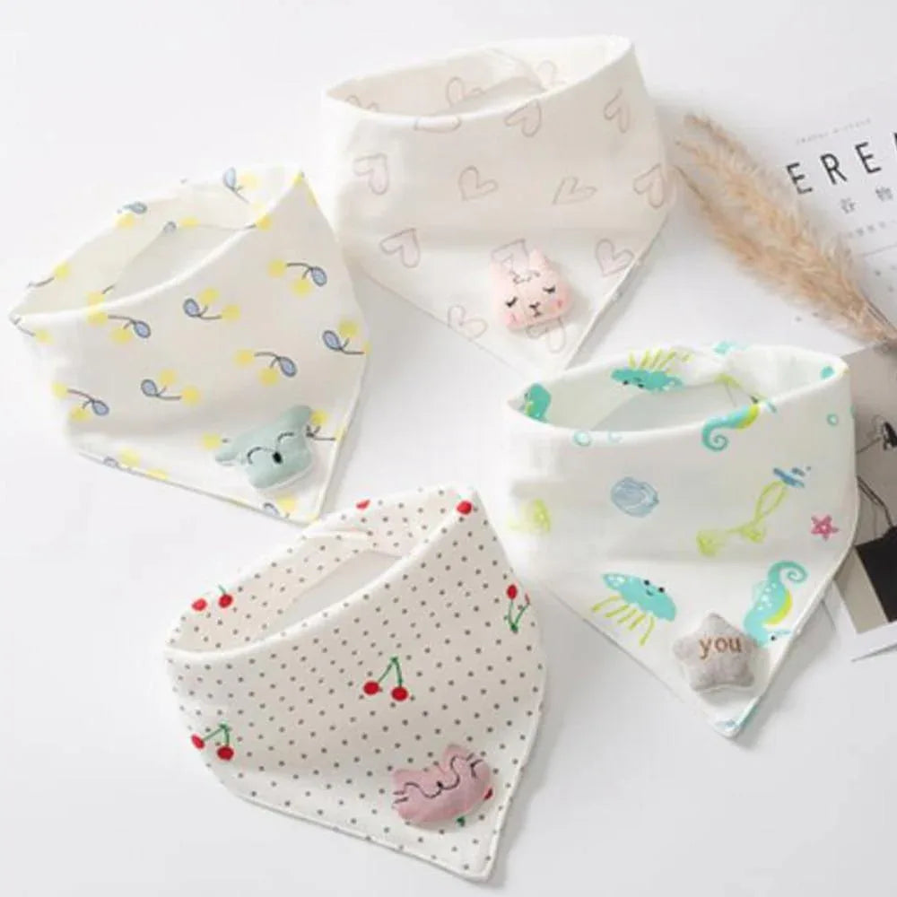 Baby Bibs Triangle Double Cotton Bibs Cartoon Saliva Towel Baby Boys Girls Feeding Apron Cotton Bib for Kids - BIG FRENCHIES