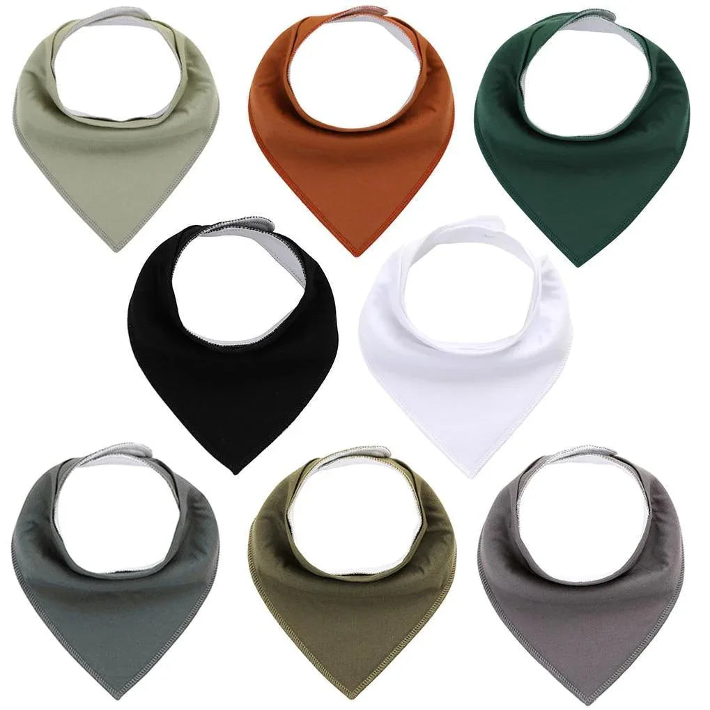 8PCS/SET Pack Baby Bandana Organic Absorbent Soft Cotton Drool Bibsfor Teething And Feeding Bib For Baby and Kids Feeding - BIG FRENCHIES