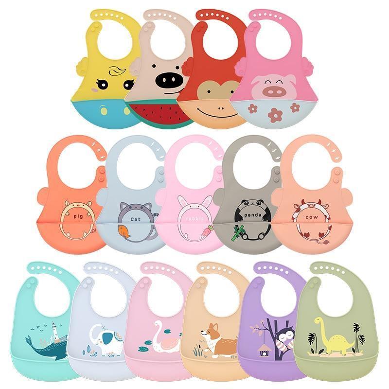 Silicone Baby Bibs waterproof Baby Saliva Towel Animal Adjustable Cloths Bandana Soft Feeding Cartoon Bib For Kids - BIG FRENCHIES