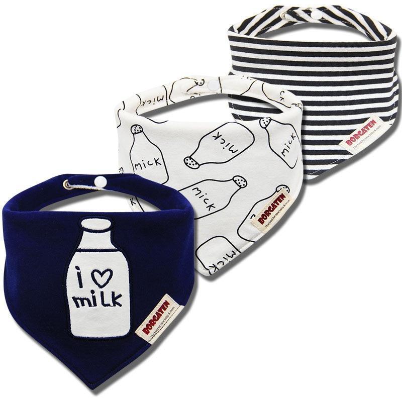 3PCS Comfortable Waterproof Organic Cotton Baby Burp Cloth Bandanna Scarf Bibs For Newborn Baby Boy And Girl - BIG FRENCHIES