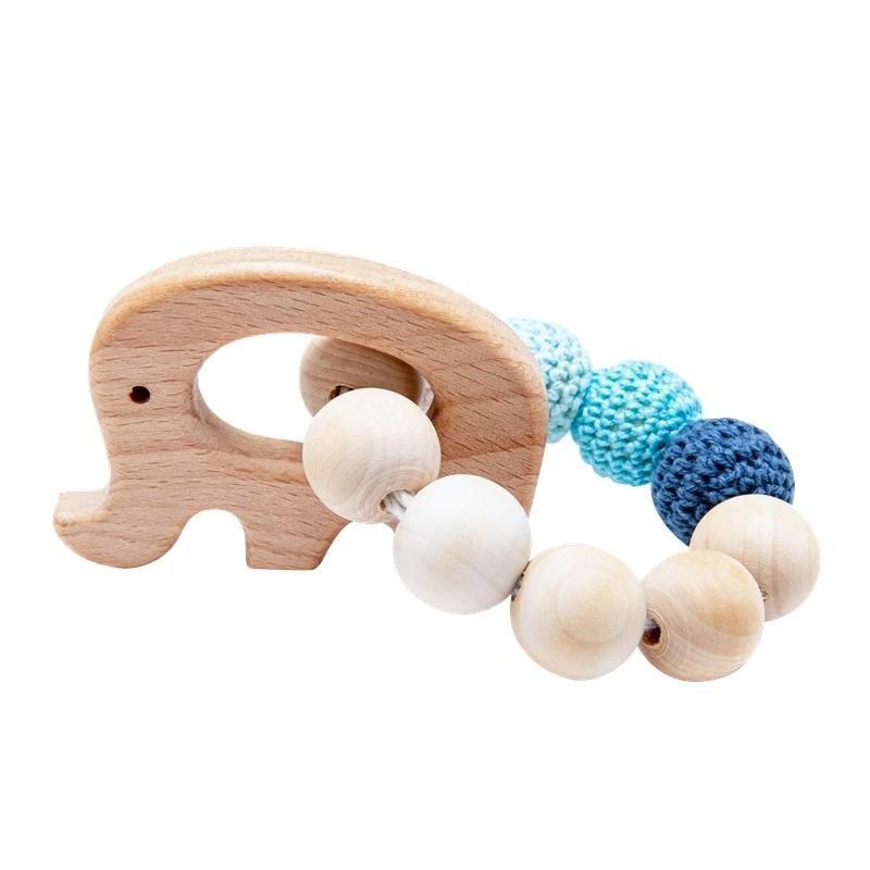 Wooden Teether Hedgehog Crochet Beads Wood Crafts Ring Engraved Bead Baby Teether Wooden Toys For Kids Rattle - BIG FRENCHIES