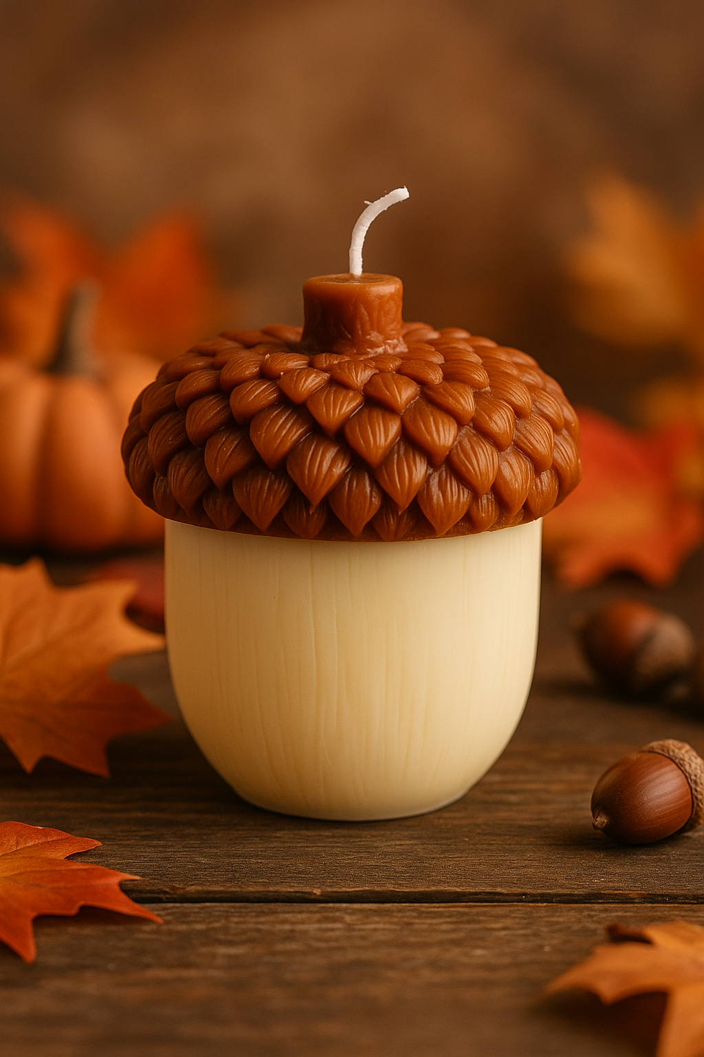 Handmade Acorn Candle – Rustic Fall Decor
