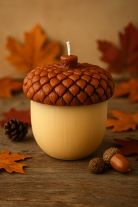 Handmade Acorn Candle – Rustic Fall Decor