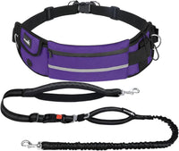 Hands Free Dog Leash Dual Bungee Adjustable Waist Belt Running Walking