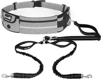 Hands Free Dog Leash Dual Bungee Adjustable Waist Belt Running Walking