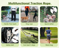 Hands Free Dog Leash Dual Bungee Adjustable Waist Belt Running Walking
