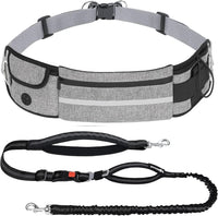 Hands Free Dog Leash Dual Bungee Adjustable Waist Belt Running Walking