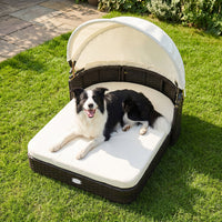 Rattan Pet Daybed with Adjustable Canopy for Small & Medium Dogs