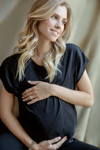Handy Crossover Short Sleeve Cotton Maternity/Nursing Top - BIG FRENCHIES