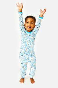 Long Sleeve Pajama Set - Menorahs