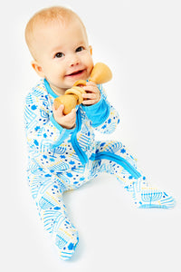 Soft & Stretchy Zipper Footie - Menorahs