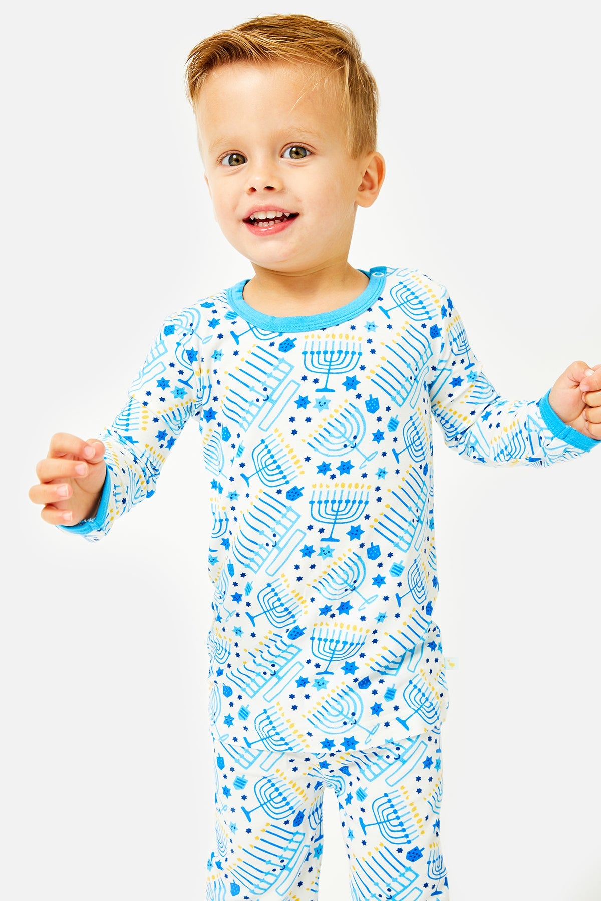 Long Sleeve Pajama Set - Menorahs