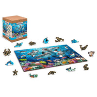 Happy Dolphins 200 Piece Wood Jigsaw Puzzle Wooden City