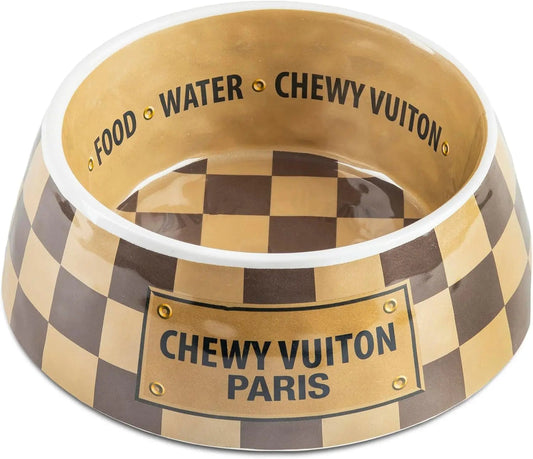 Haute Diggity Dog Chewy Vuiton Dog Bowl Set | BPA-Free, Non-Skid (2-Pack) - BIG FRENCHIES