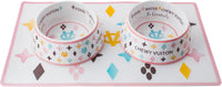 Haute Diggity Dog Chewy Vuiton Dog Bowl Set | BPA-Free, Non-Skid (2-Pack) - BIG FRENCHIES