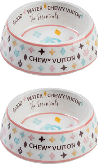 Haute Diggity Dog Chewy Vuiton Dog Bowl Set | BPA-Free, Non-Skid (2-Pack) - BIG FRENCHIES