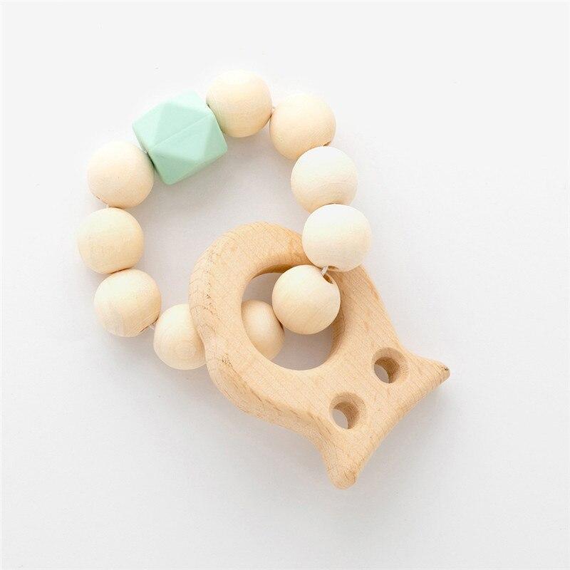 Modern Baby Silicone Wooden Nursing Bracelets Wood Teether Silicone Beads Teething Wood Rattles Toys for Baby - BIG FRENCHIES