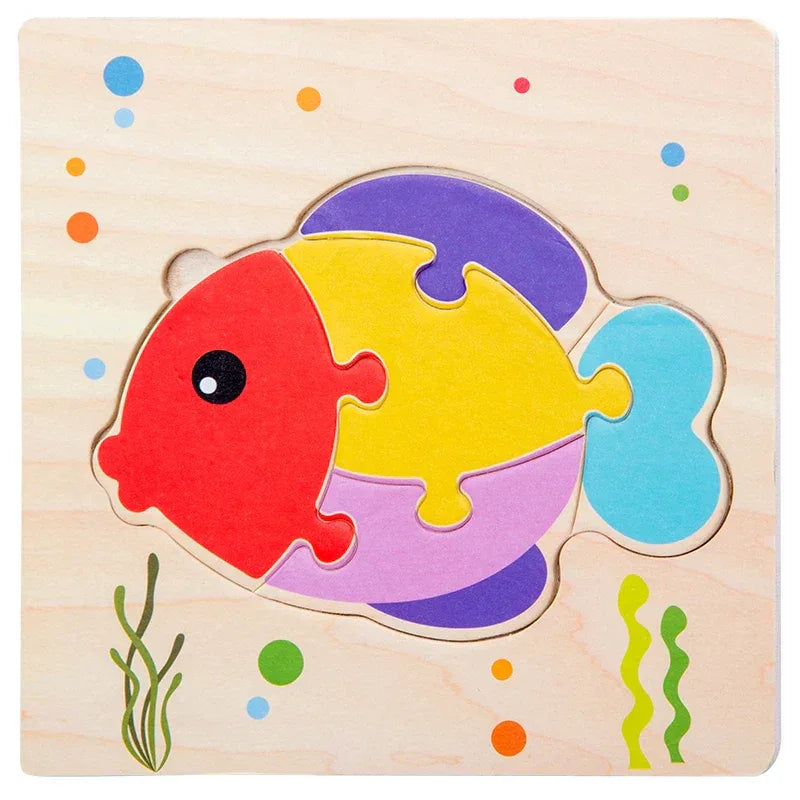 Baby Wooden 3D Tangram Puzzle – Educational Cartoon Animal Toy - BIG FRENCHIES
