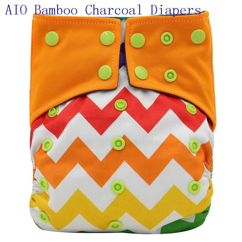 Newborn Cloth Diaper Sewed in Charcoal Bamboo Insert and Suede Pocket Diapers Waterproof Baby Nappies Design for Baby - BIG FRENCHIES