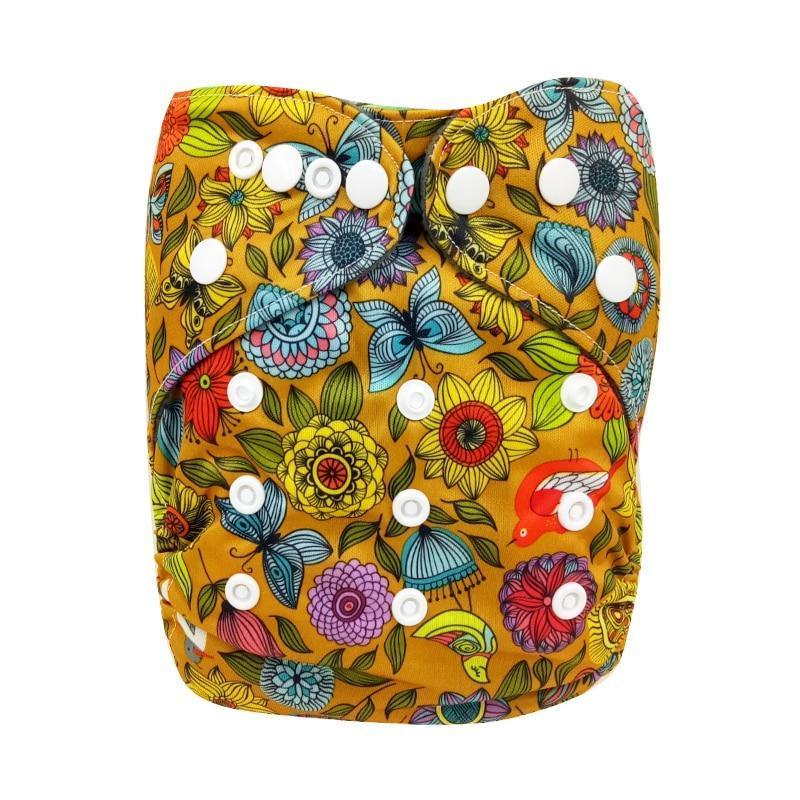 Modern Printed Bamboo Charcoal Inner Pocket Diaper For Baby Reusable Cloth Diaper Nappies With Double Leg Gusset In Modern Printed Design For Baby and Kids - BIG FRENCHIES