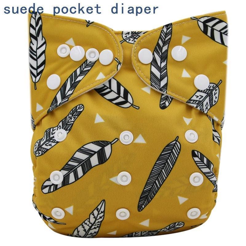 Newborn Cloth Diaper Sewed in Charcoal Bamboo Insert and Suede Pocket Diapers Waterproof Baby Nappies Design for Baby - BIG FRENCHIES