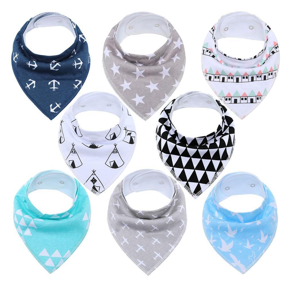 8PCS/SET Pack Baby Bandana Organic Absorbent Soft Cotton Drool Bibsfor Teething And Feeding Bib For Baby and Kids Feeding - BIG FRENCHIES