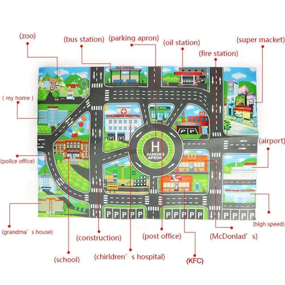 Traffic Road Carpet Play mat Rug For Cars Baby Crawling mat Climbing Pad Parking Lot Map Play Carpet for Baby and Kids - BIG FRENCHIES