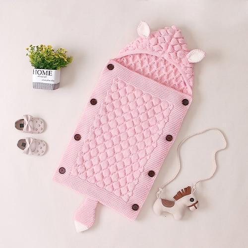 Stevvex Knitted Newborn Baby Blanket Baby Sleeping Bags Stroller Bedding Warm Swaddle Wrap - BIG FRENCHIES