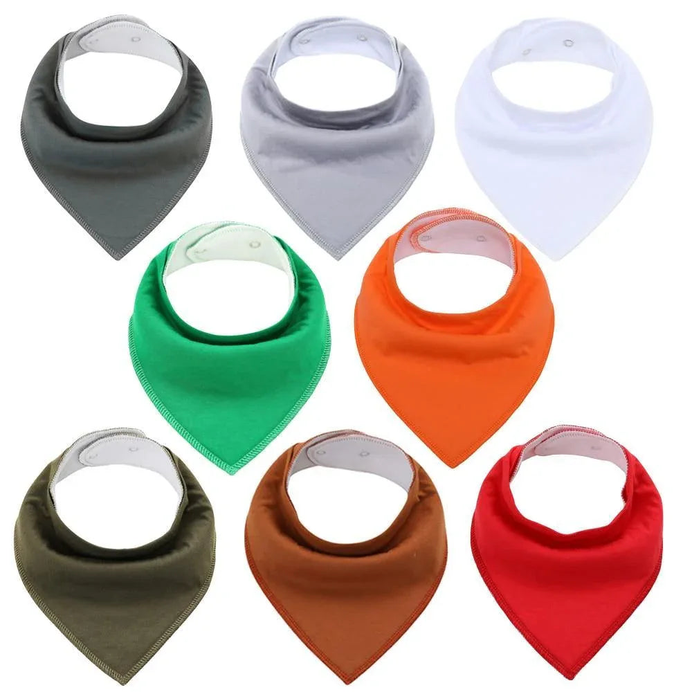 8PCS/SET Comfortable Colorful 100% Organic Cotton Adjustable Snaps Bandana Saliva Bibs For Baby Boys & Girls Kids - BIG FRENCHIES