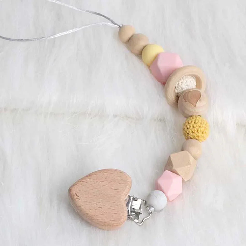 Modern Wood Pacifier Clip Chain Holder Nipples Pacifier Clips Pacifier Teether Teething Toy Cartoo Wooden Bracket For Pacifier For Kids - BIG FRENCHIES