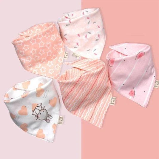 Trend 5PCS/SET Pack Baby Cotton Cartoon Saliva Towel Bandana Bibs For Baby Feeding Accessory For Baby Kids - BIG FRENCHIES