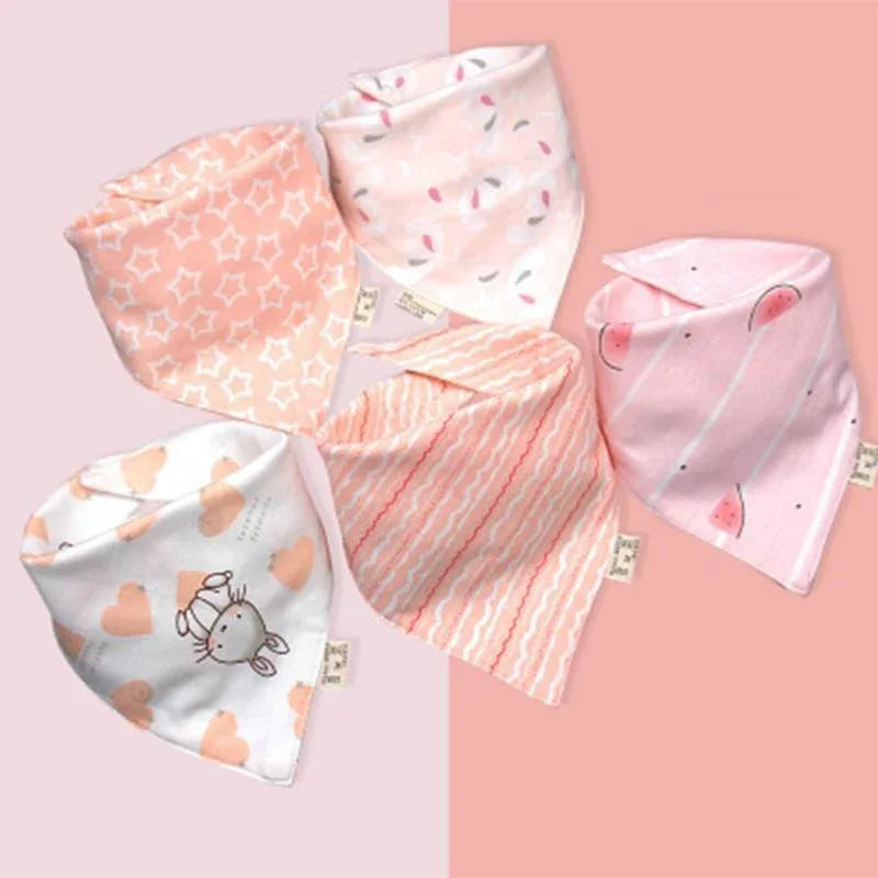 Trend 5PCS/SET Pack Baby Cotton Cartoon Saliva Towel Bandana Bibs For Baby Feeding Accessory For Baby Kids - BIG FRENCHIES