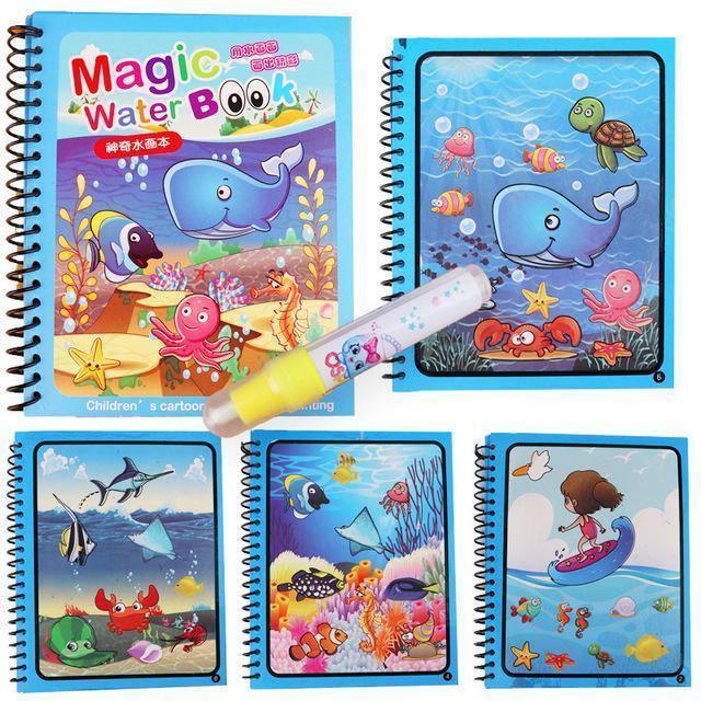 1pcs Magical Book Water Drawing Coloring Cartoons Books Doodle Pen Painting Drawing Board For Kids Toys Birthday Gift - BIG FRENCHIES