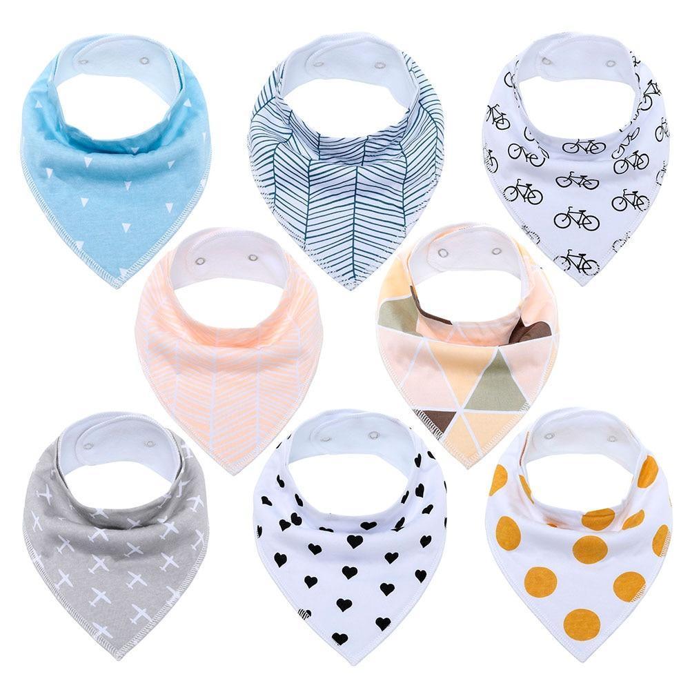 8PCS/SET Pack Baby Bandana Organic Absorbent Soft Cotton Drool Bibsfor Teething And Feeding Bib For Baby and Kids Feeding - BIG FRENCHIES