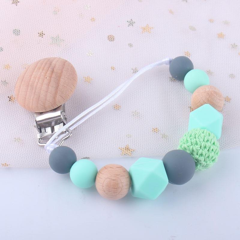 Modern Handmade Chain Wooden Holder For Pacifier Clips Leash Strap Nipple Holder For Infant Feeding For Baby - BIG FRENCHIES