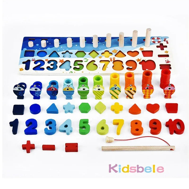Montessori Math Toys for Toddlers – Wooden Counting & Fishing Game - BIG FRENCHIES