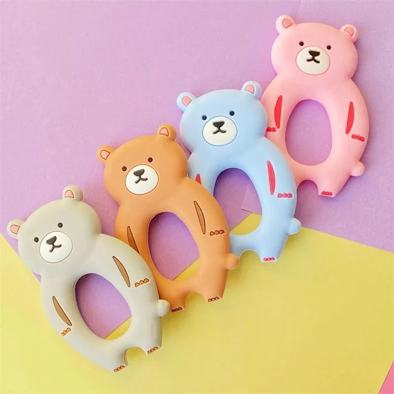 4pcs Bear Silicone Teether Baby Teething Toys Chewable Cartoon Animal Shape Baby Products Nursing Gift - BIG FRENCHIES