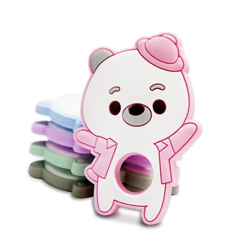 Silicone Bear Baby Teethers Silicone Beads Baby Pacifier Clips Teething Toys Clip Nipple Clasps For Baby Boys And Girls - BIG FRENCHIES
