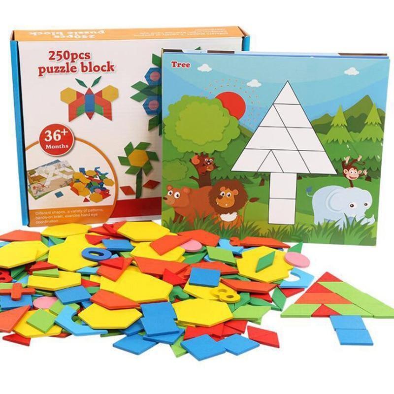 250pcs Wooden Geometric Clever Board Puzzle 3D Board Toy Baby Early Educational Learning Toys for Children Game (Multicolor) - BIG FRENCHIES