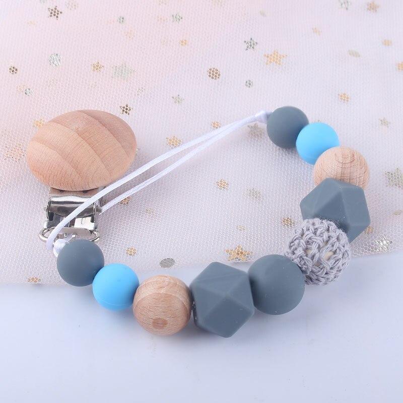 Modern Handmade Chain Wooden Holder For Pacifier Clips Leash Strap Nipple Holder For Infant Feeding For Baby - BIG FRENCHIES