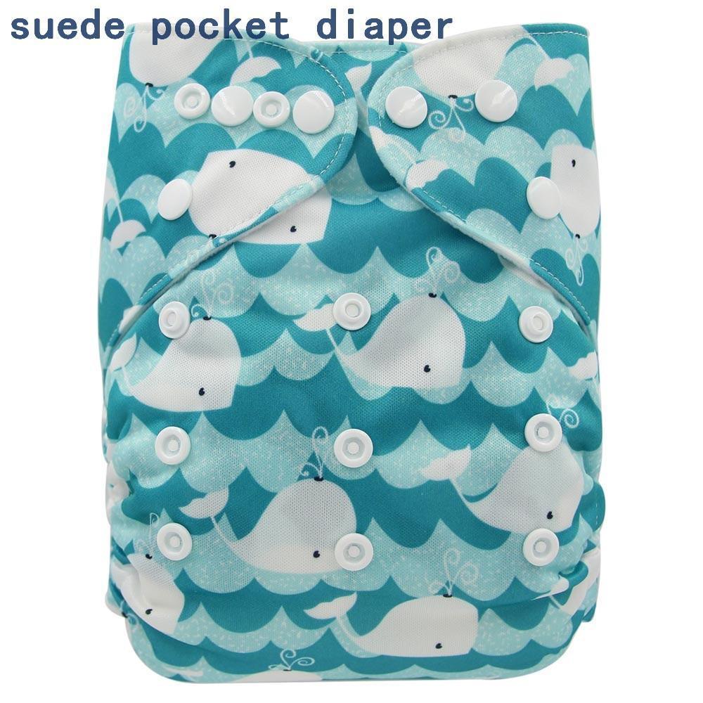 Newborn Cloth Diaper Sewed in Charcoal Bamboo Insert and Suede Pocket Diapers Waterproof Baby Nappies Design for Baby - BIG FRENCHIES