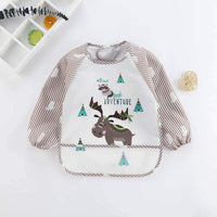 Cute Cartoon Print Baby Waterproof Long Sleeve Apron Children Feeding Smock Bib Baby Accessories - BIG FRENCHIES