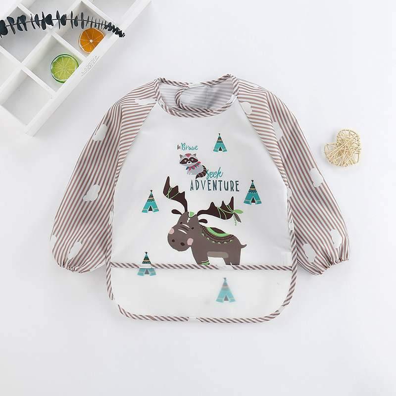 Cute Cartoon Print Baby Waterproof Long Sleeve Apron Children Feeding Smock Bib Baby Accessories - BIG FRENCHIES