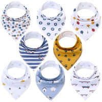 8PCS/SET Comfortable Colorful 100% Organic Cotton Adjustable Snaps Bandana Saliva Bibs For Baby Boys & Girls Kids - BIG FRENCHIES