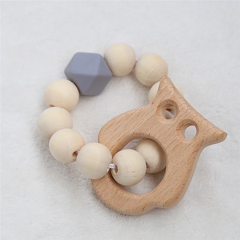 Modern Baby Silicone Wooden Nursing Bracelets Wood Teether Silicone Beads Teething Wood Rattles Toys for Baby - BIG FRENCHIES